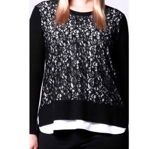 Simply Vera Vera Wang Long sleeve black &White pullover sweater Xl